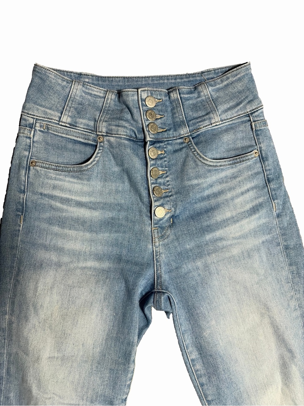 Veronica Beard Katherine Corset High Rise Button Fly Jeans Size 27 Light Wash - Picture 4 of 6